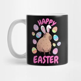 Happy easter cute capybara wearing bunny ears Mug